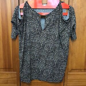 NWOT Michael Kors Leopard Cold Shoulder Blouse